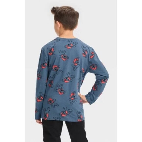 Super Mario Boy's Long Sleeve Graphic T-Shirt -Steel Blue Small - Picture 8 of 9